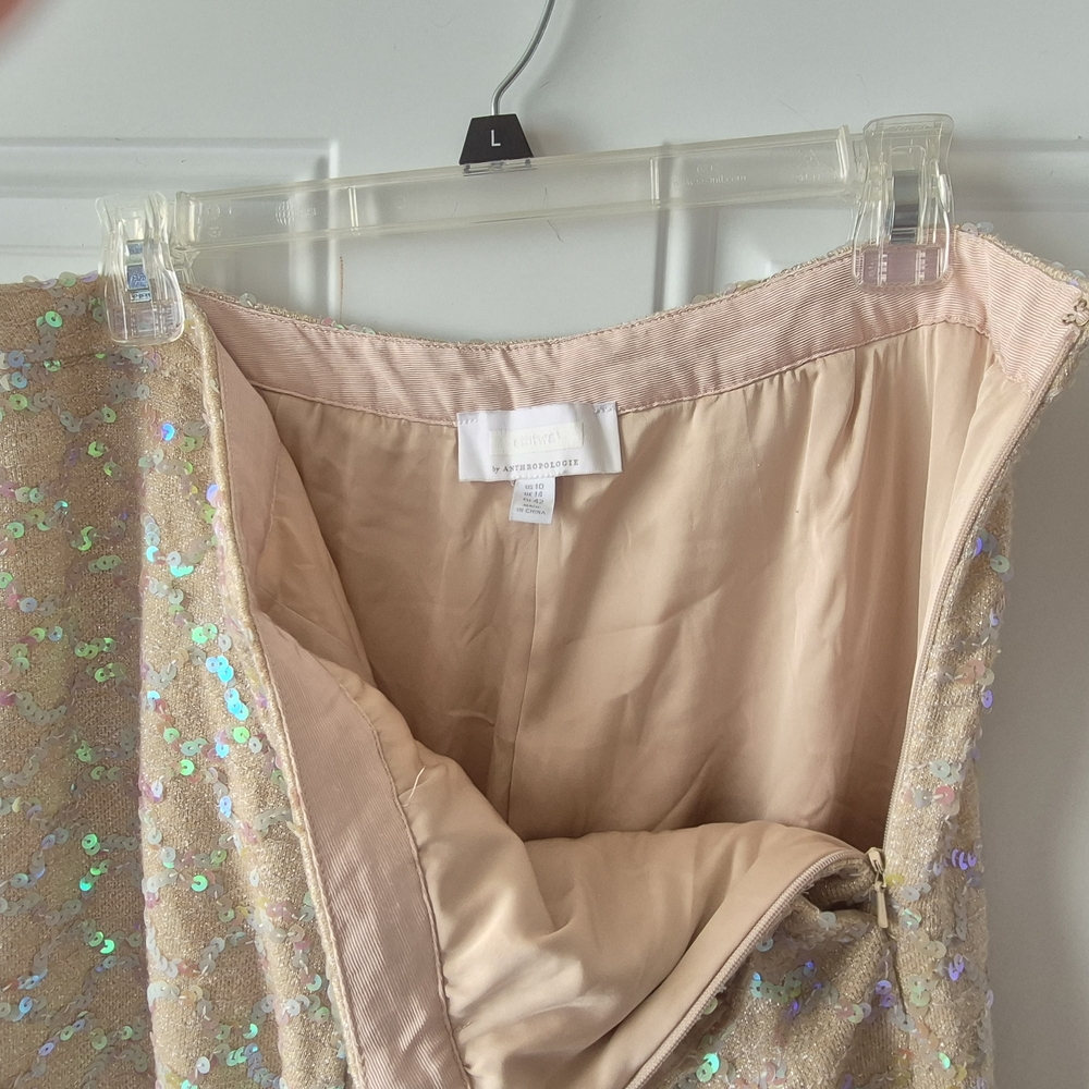 Anthropologie Sequin Wide Leg Pants in Gold and Cream - Picture 5 of 7